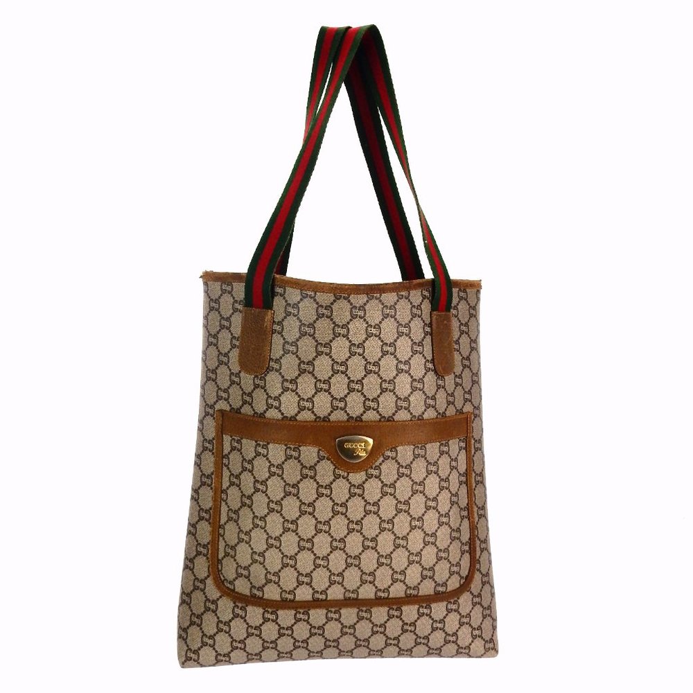 GUCCI PLUS Supreme Web GG Monogram Canvas Leather Shopper Bag + Pochette